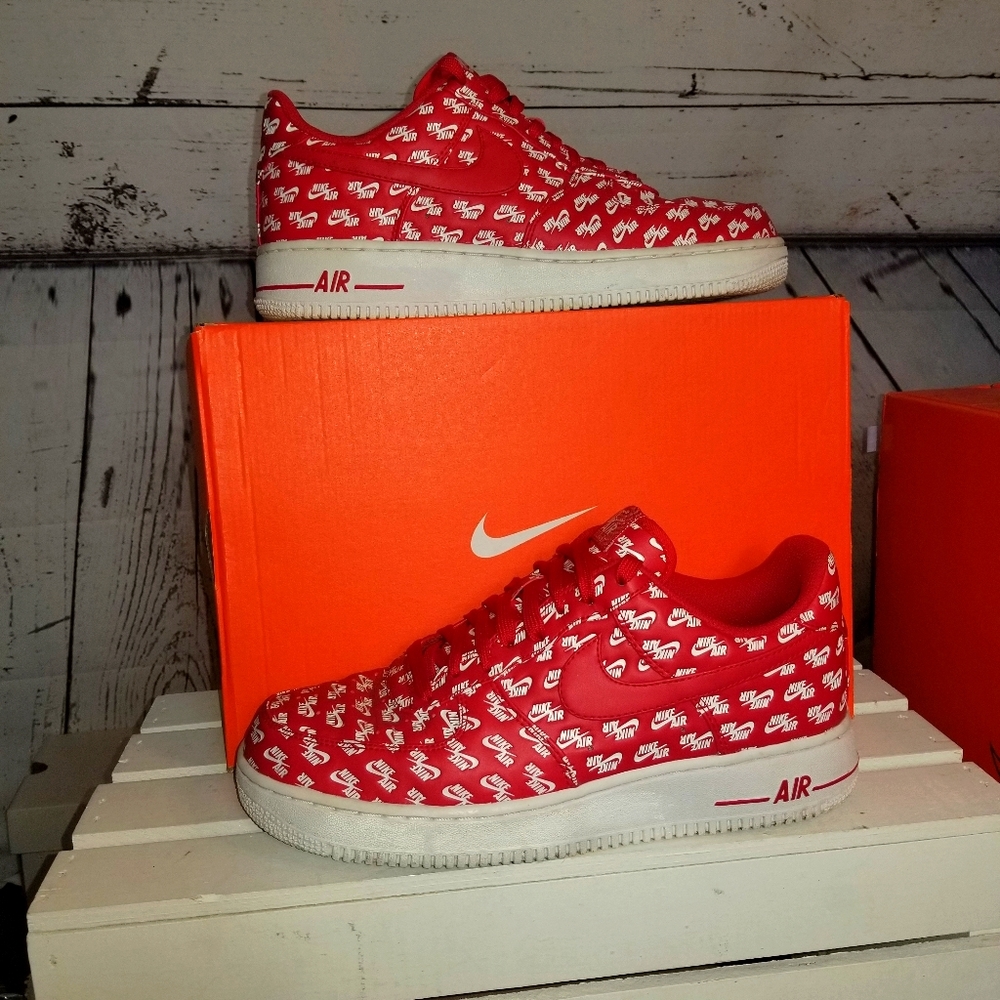 Like new Nike air force 1 lows "all over reds"